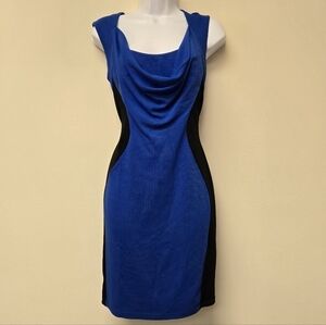 Dots Color Block Drape dress blue black L